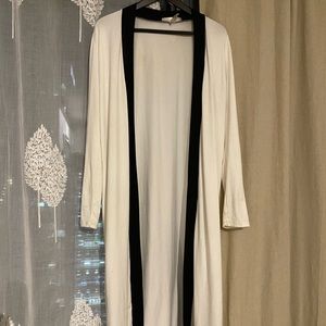 Long White and Black Cardigan